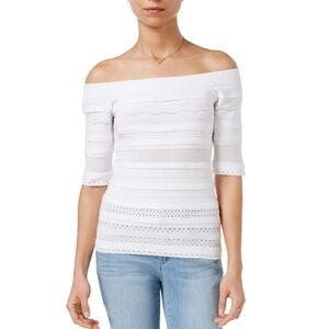 Maison Jules Off-Shoulder White Sweater